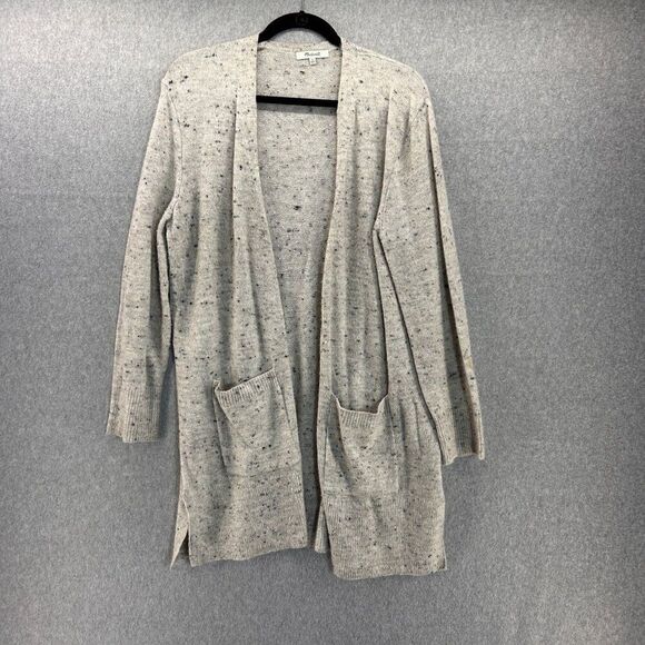 Madewell Women Medium Open Front Donegal Cardigan Pockets Gray Wool Blend Duster - Picture 1 of 12